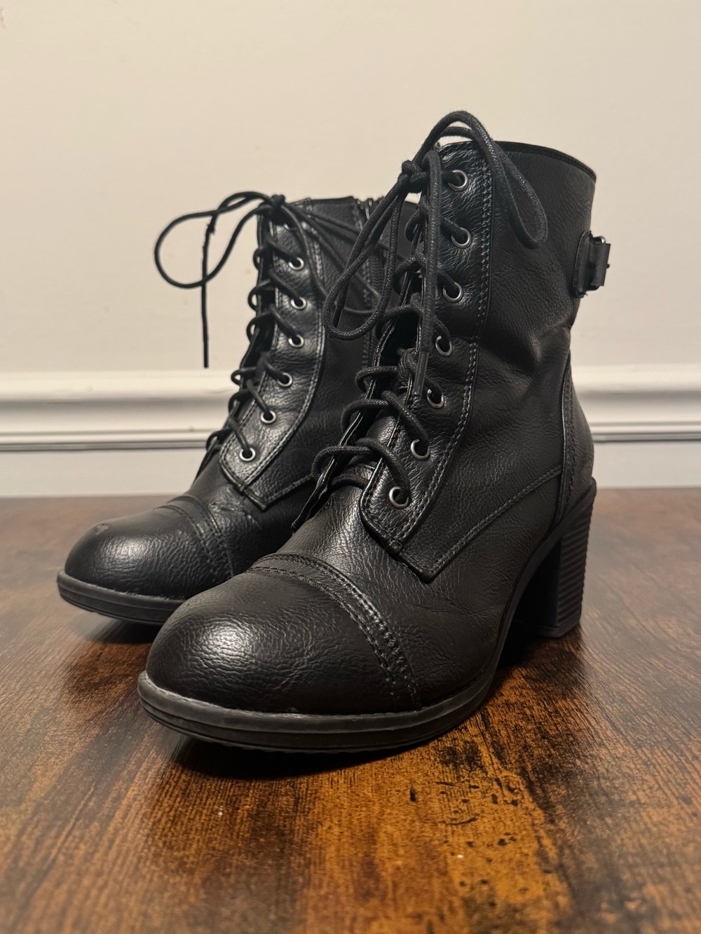 Charlotte Russe Faux Leather Combat Booties